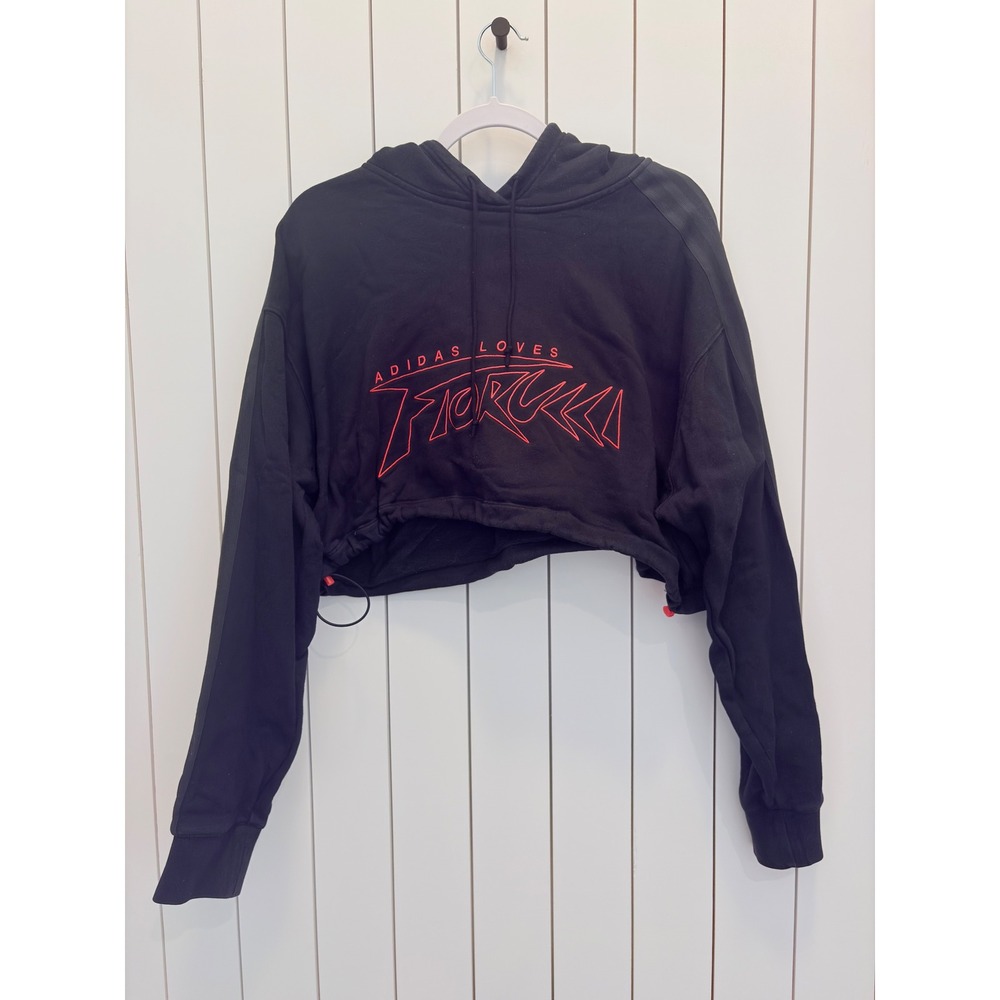 Adidas Streetwear Fiorucci Hoodie Women Medium Black Cropped Gorpcore